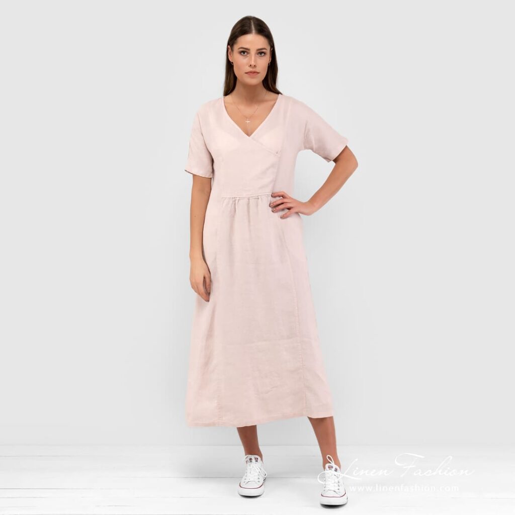 Rosy linen dress