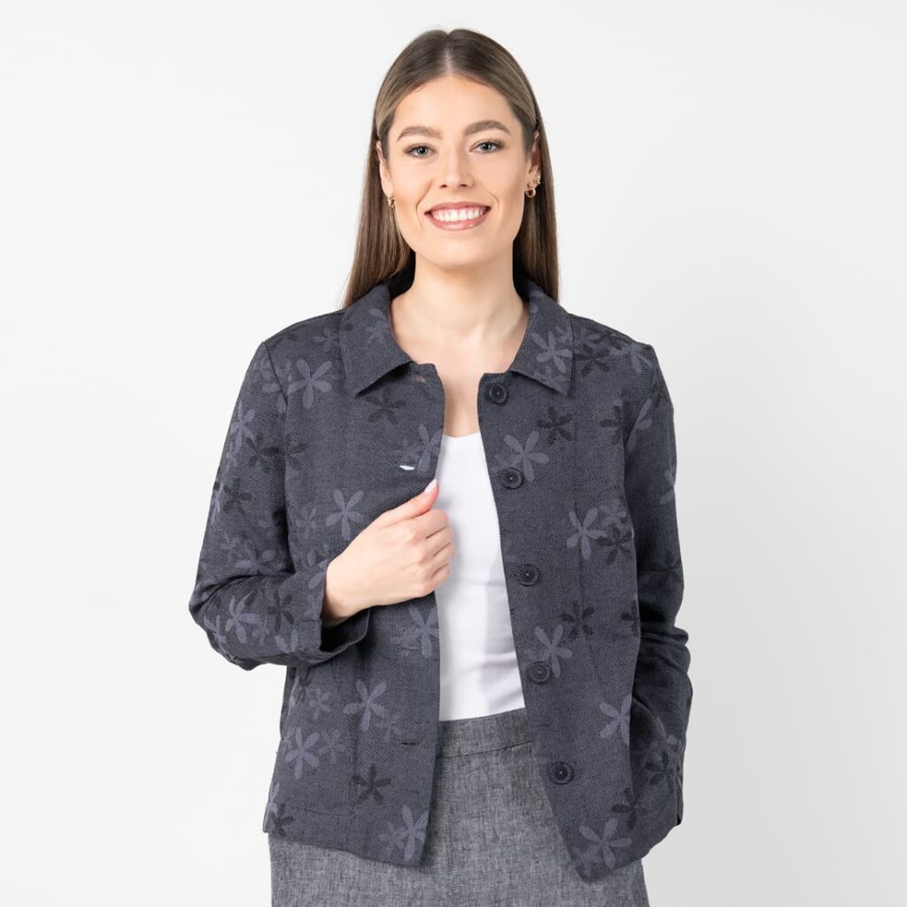 Linen cotton floral jacket, button down