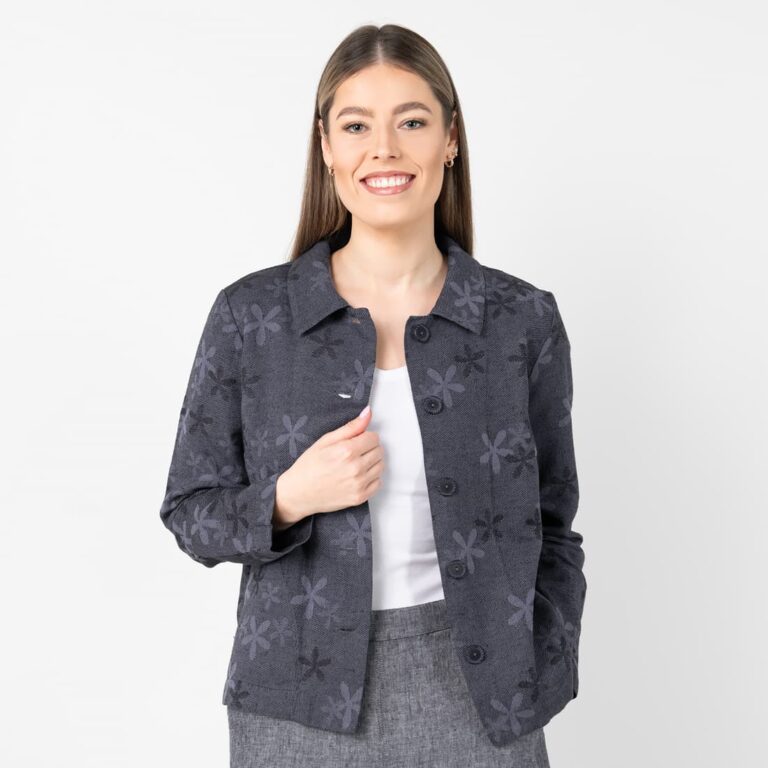 Linen cotton floral jacket, button down