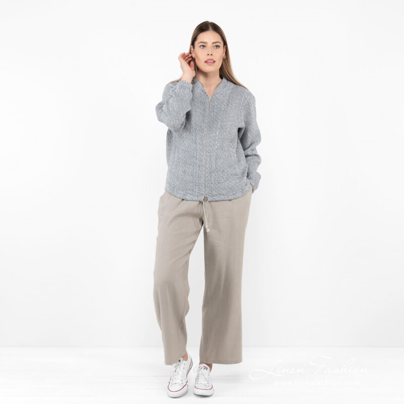 linen bomber jacket full view.