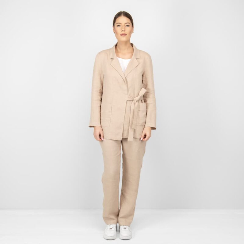sand linen jacket washed