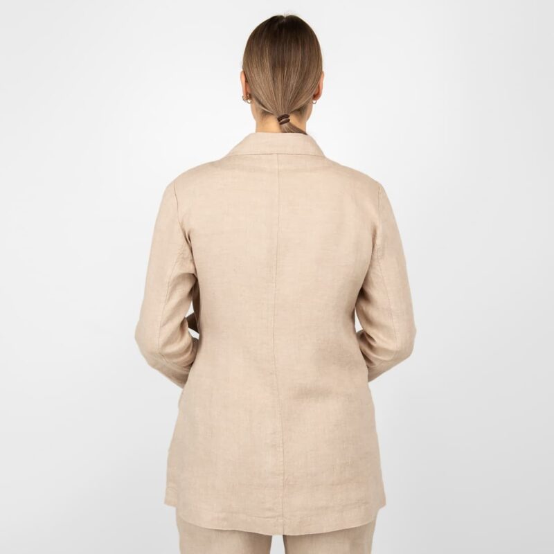 sand linen jacket from backside