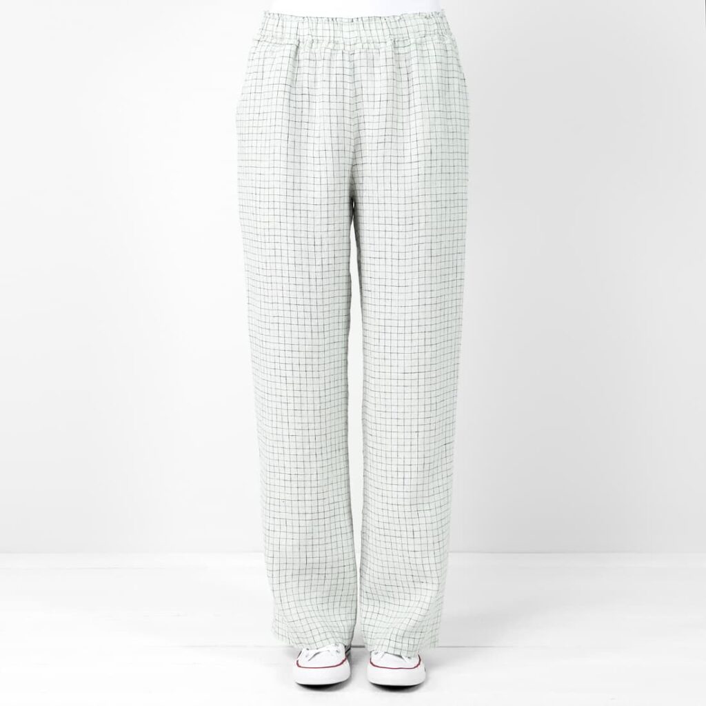 Checked linen greenish pants