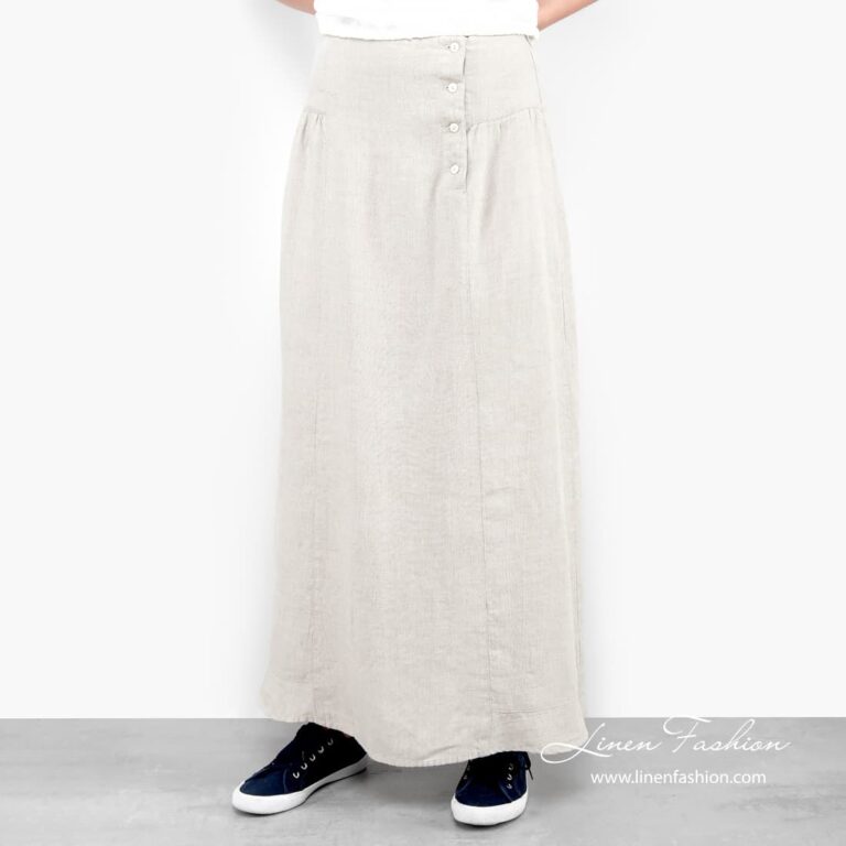 Light grey skirt.