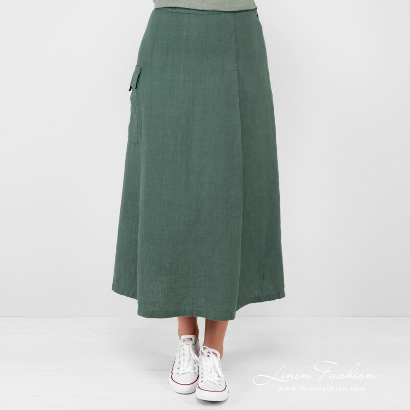 linen skirt with cargo pocket.