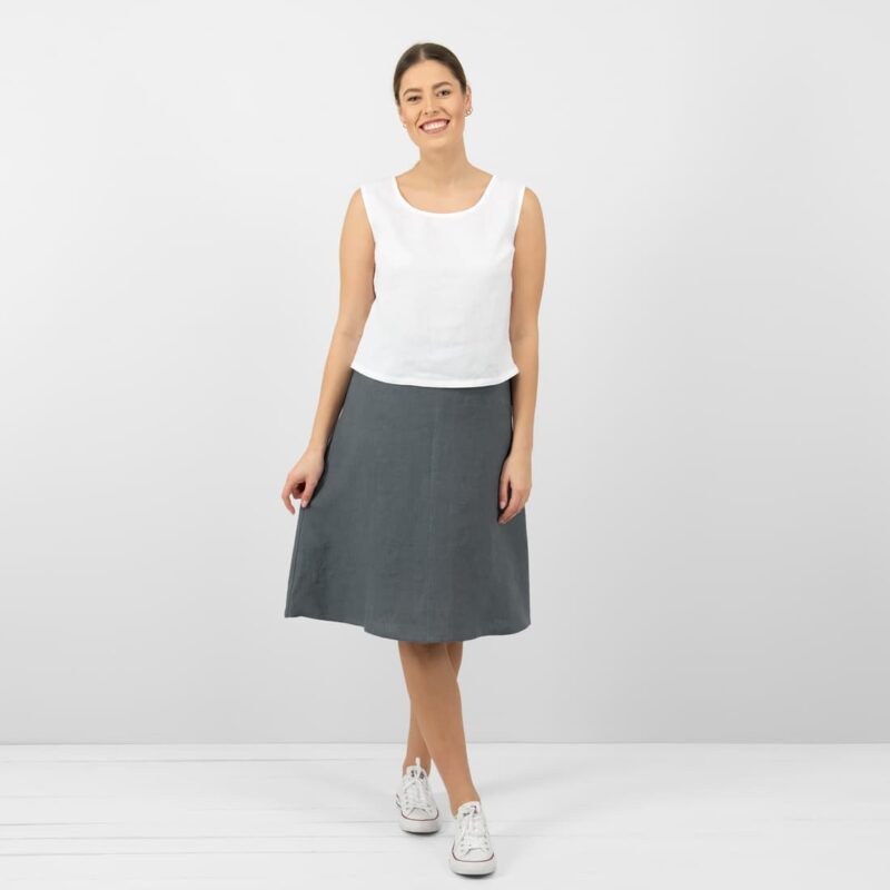 grey linen skirt Davro