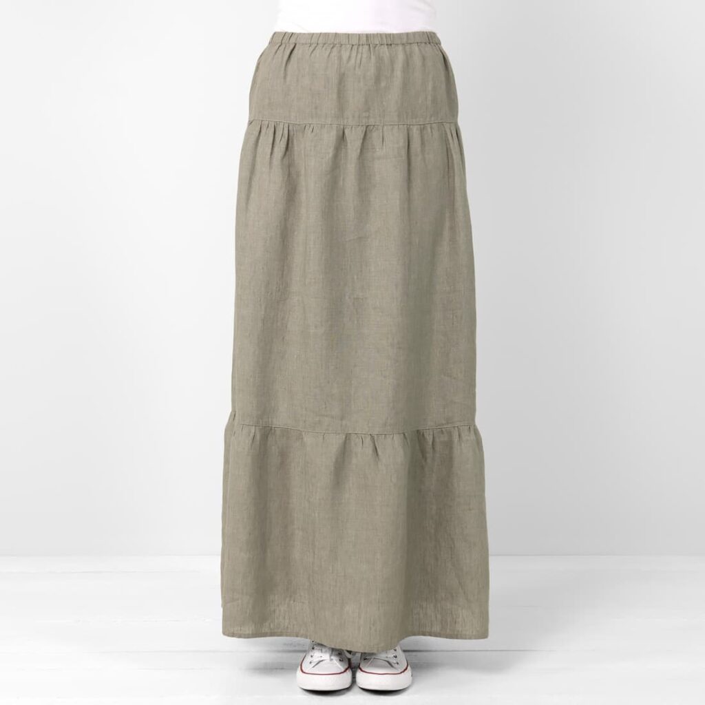 Linen grey-green skirt