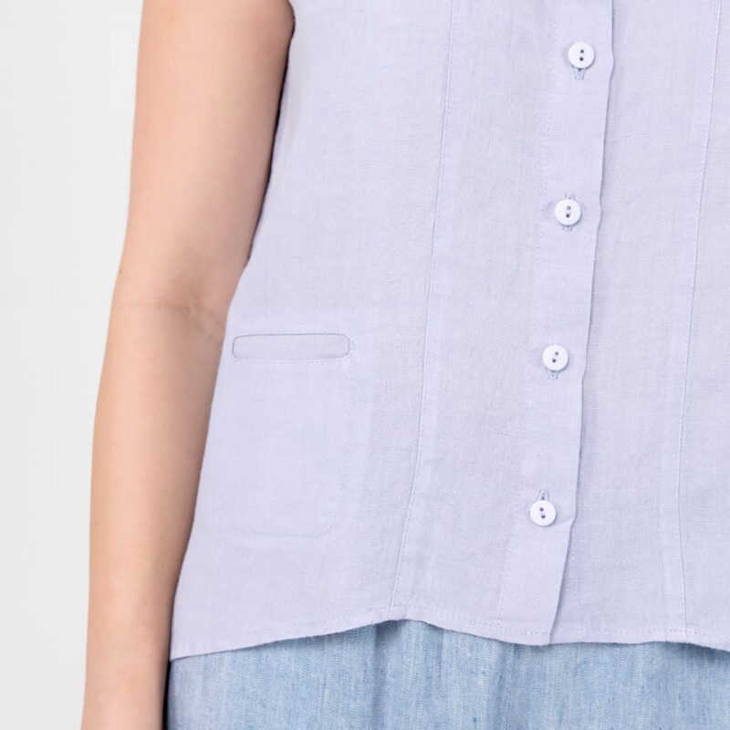 Linen bluish-grey shirt, small pocket