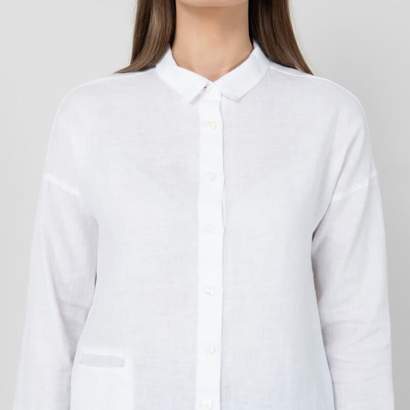 BIANCA white linen blouse collar