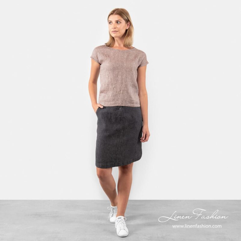 SAINT TROPEZ brown linen blouse in full size