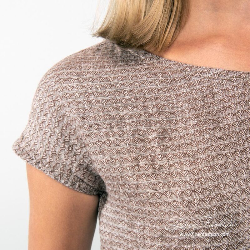 SAINT TROPEZ brown linen blouse short sleeves