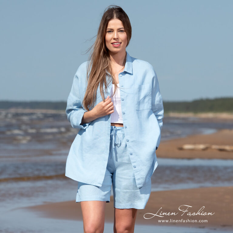 blue linen shirts.
