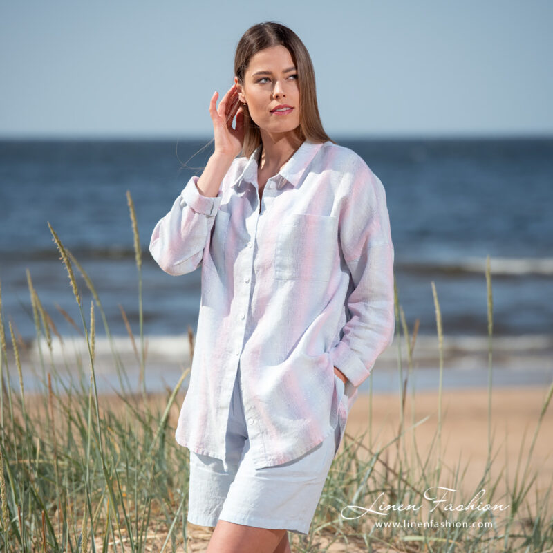 linen striped blouse, washed.