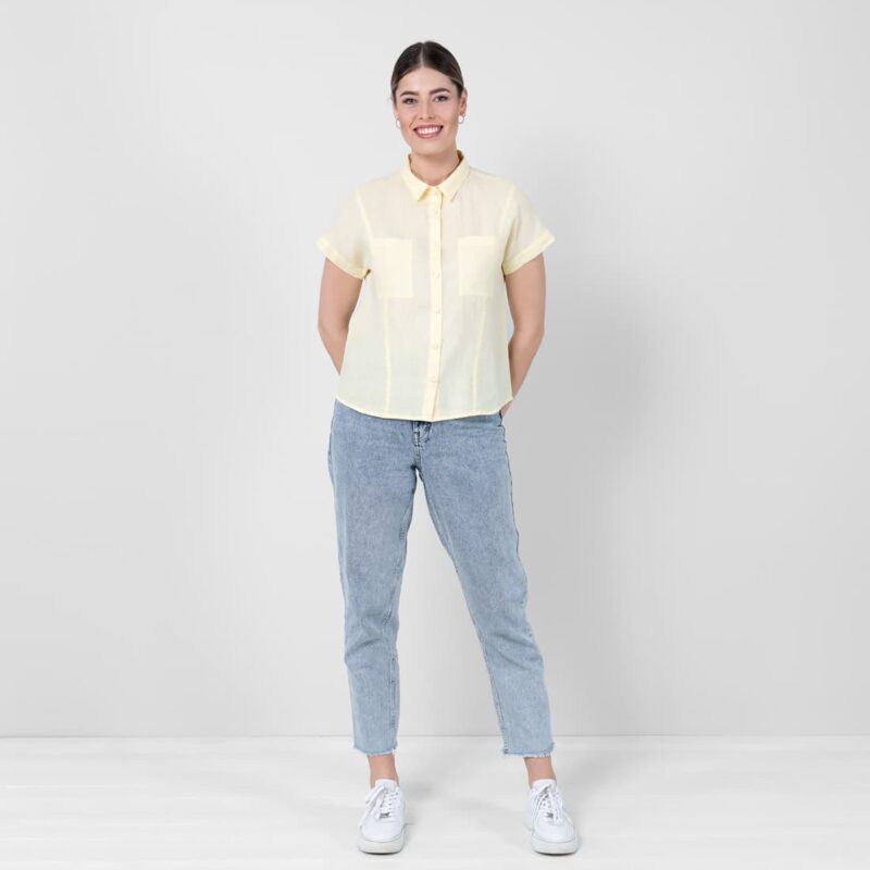 Light yellow linen shirt, button down