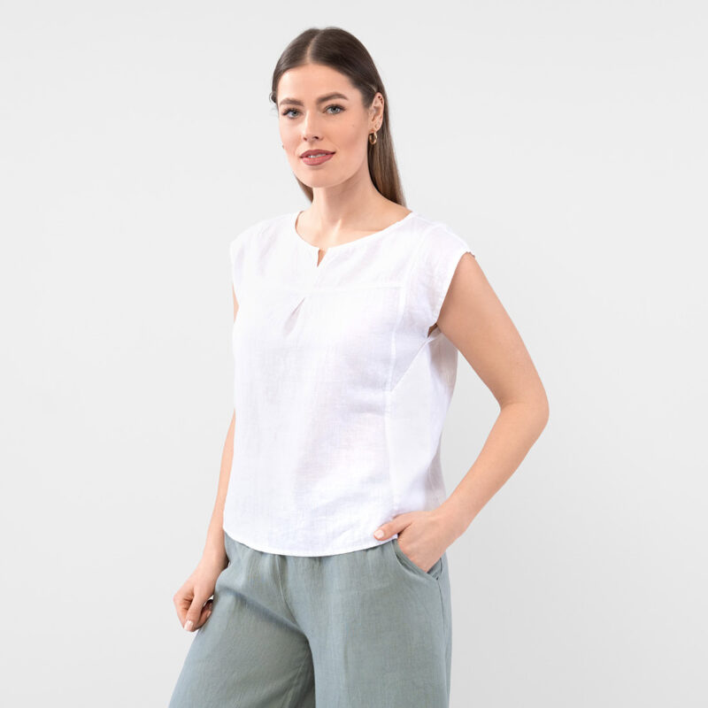 YUTA Linen optical white blouse