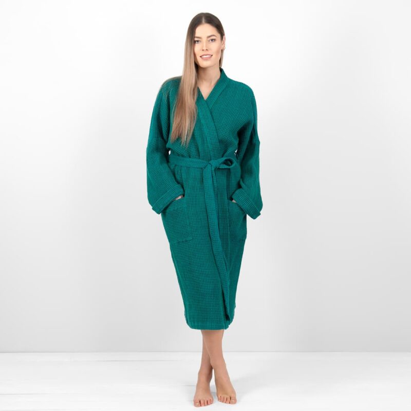 linen cotton emerald bathrobe.