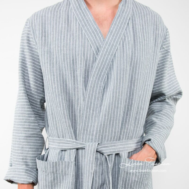 Grey colored bathrobe for men, aras.