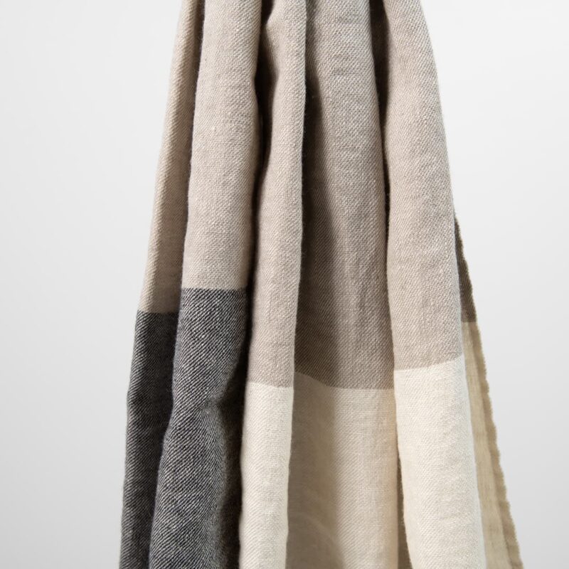 beige linen shawl, sand, grey, black