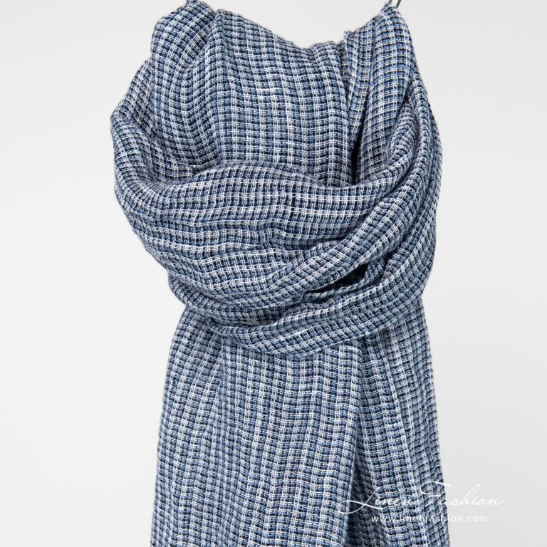 Linen blue ivory scarf