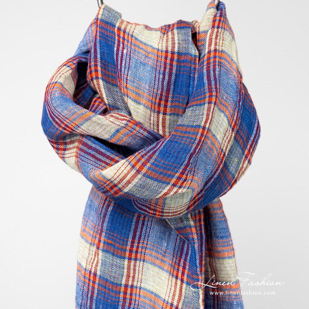 Linen checked scarf