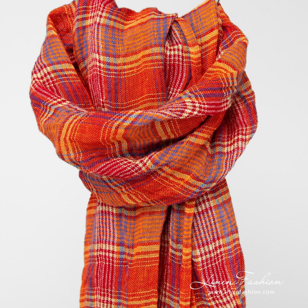 Linen orange scarf
