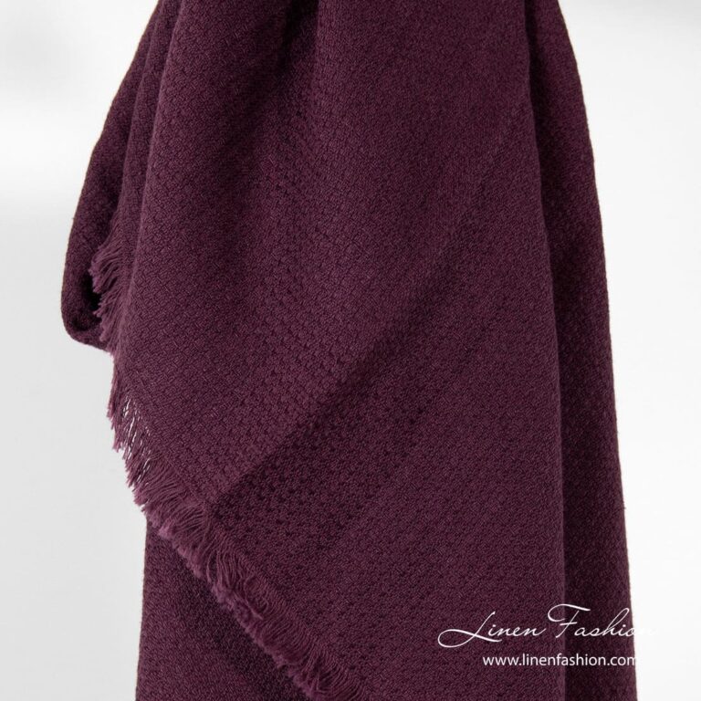 Dark red linen-cotton scarf.