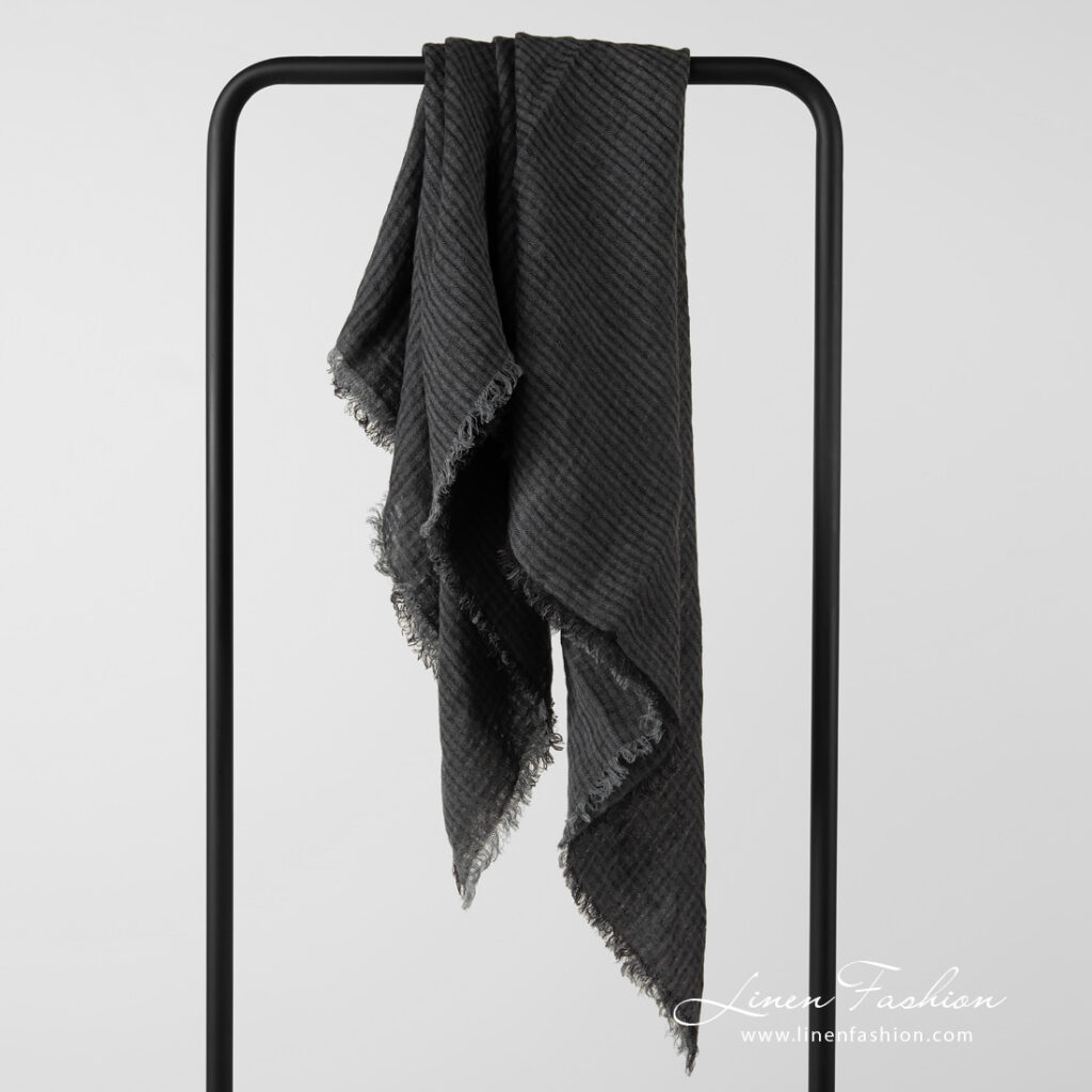 grey linen scarf.