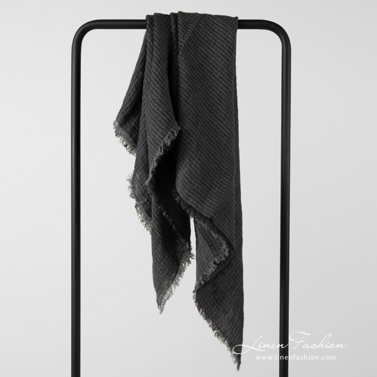 grey linen scarf.
