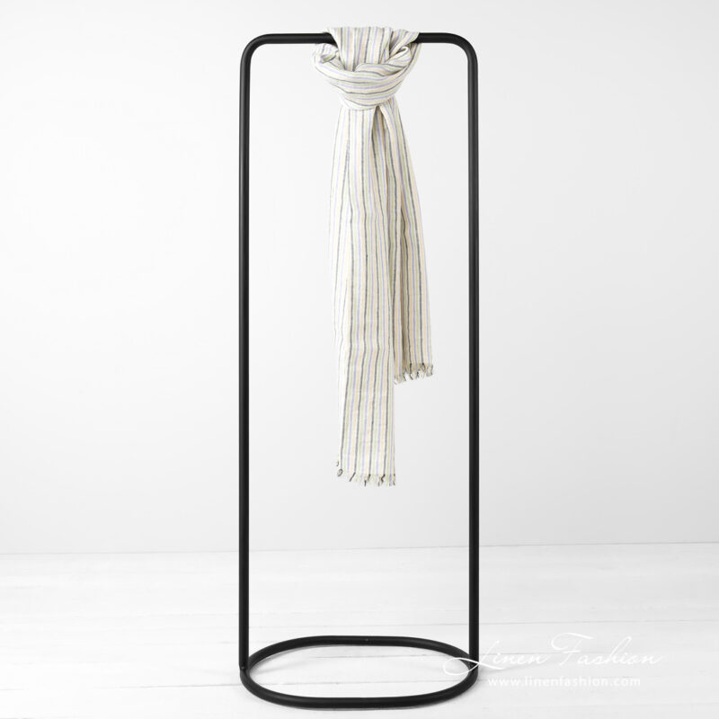 striped linen shawl with fringes,