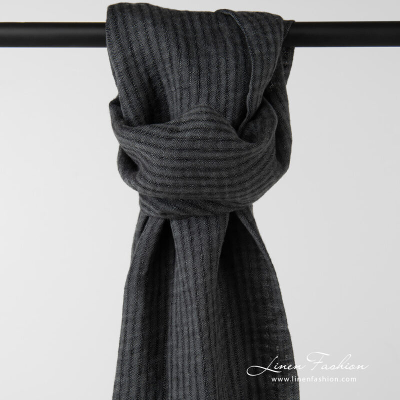 linen shawl grey checks, transparent loose weave.