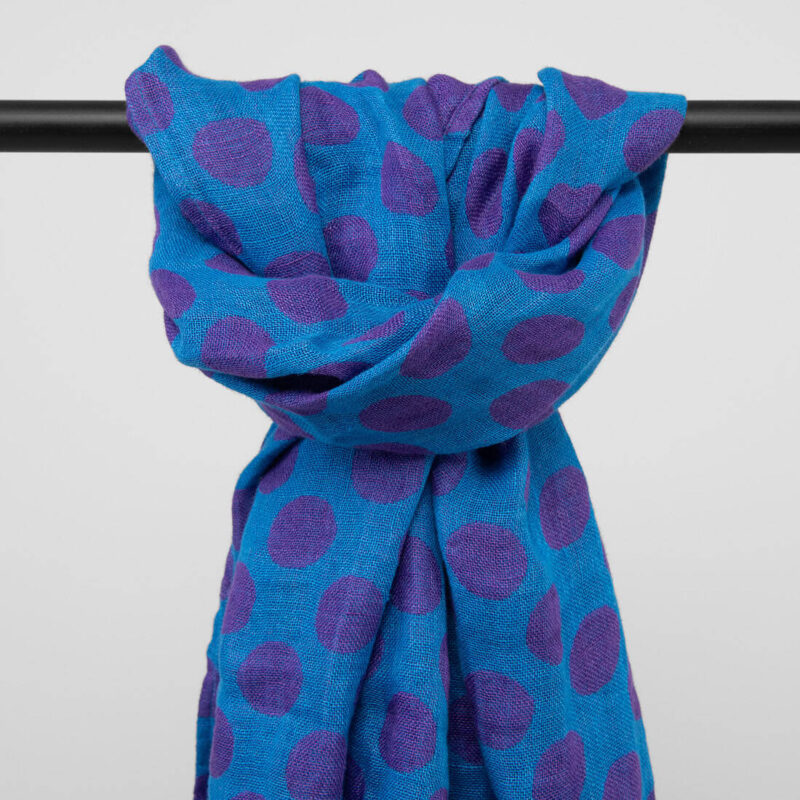 Blue linen shawl, washed fabric