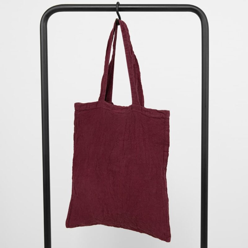 Red washed linen shopping bag/tote