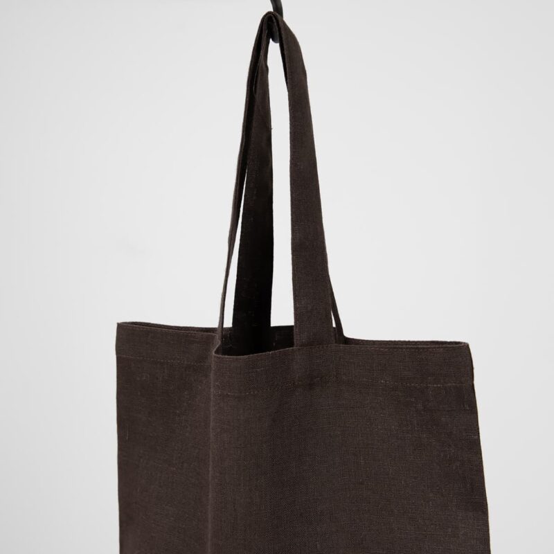 brown linen bag with handles