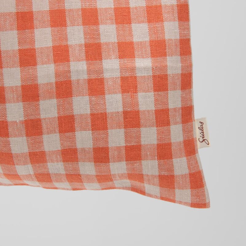 orange checked linen bag, orange beige