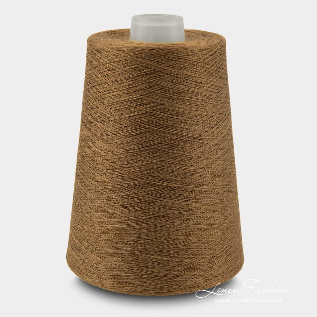 Linen yarns in brown ochra color.