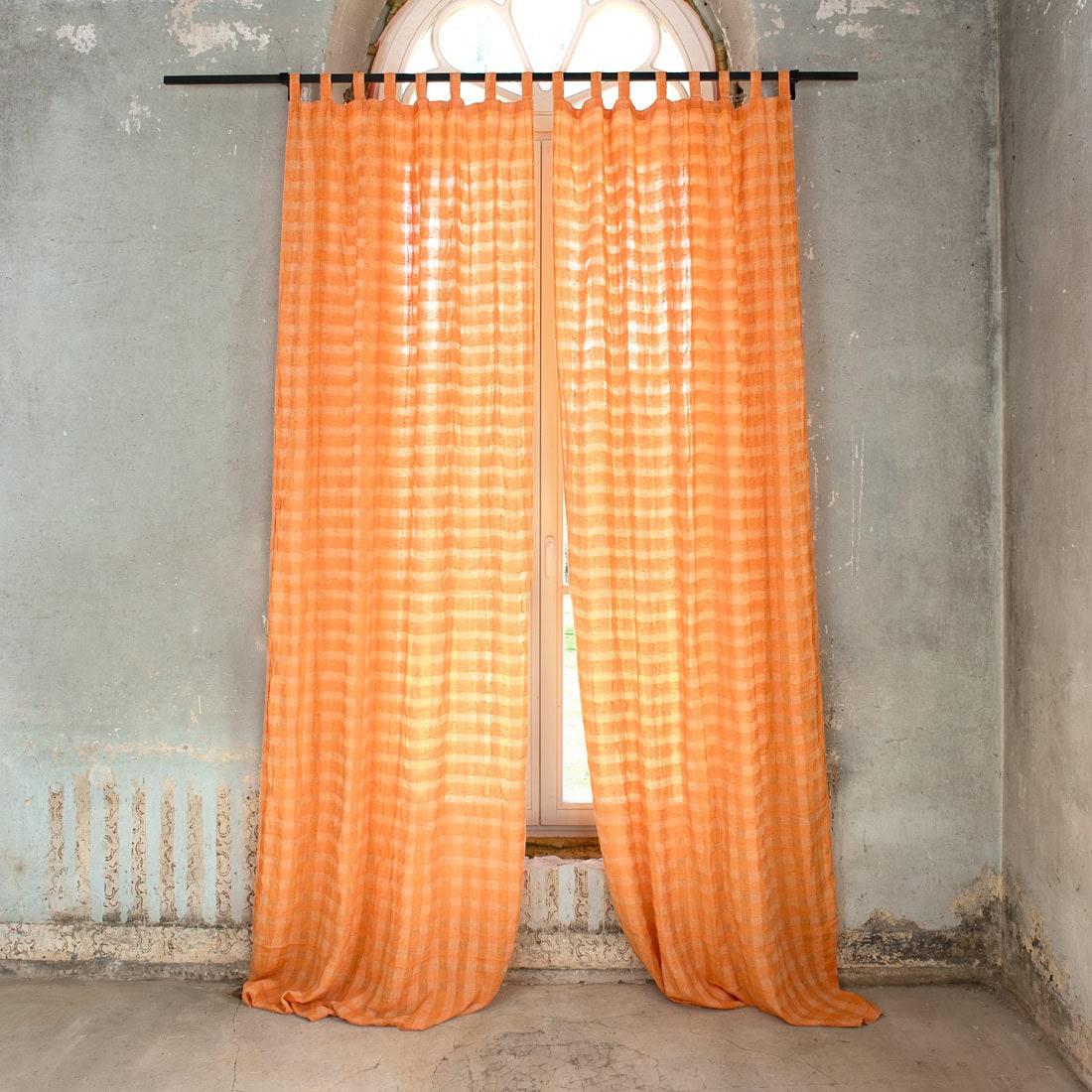 Orange Linen Curtain