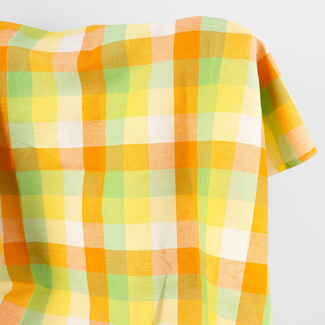 Linen cotton fabric in colourful checks