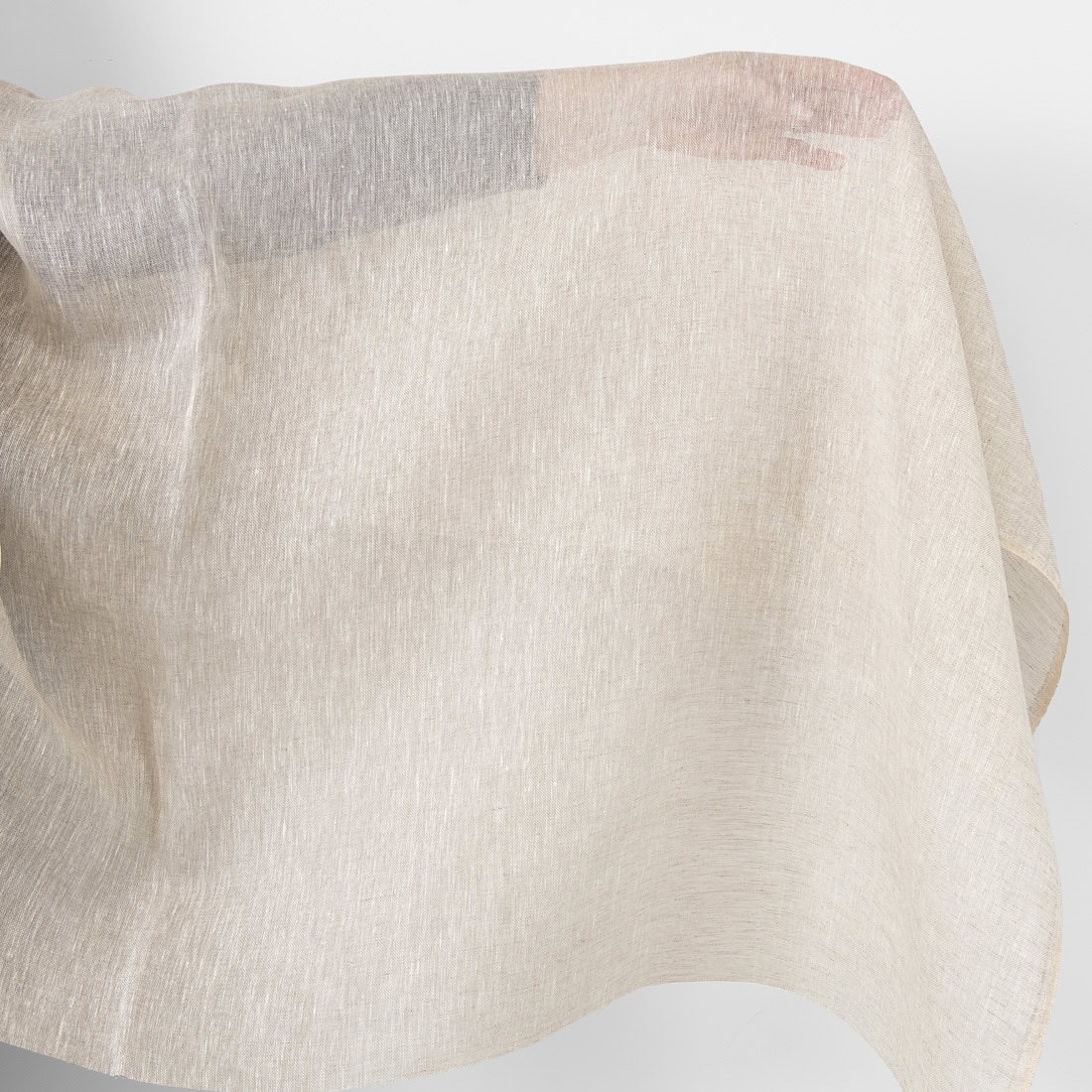 Linen fabric sheer white with undyed linen