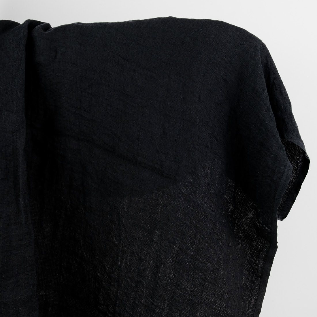 Linen fabric black double-layer, washed