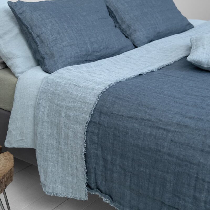 Grey linen bedspread, two colour