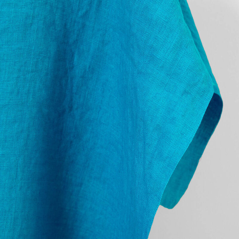 Linen fabric vivid blue, washed