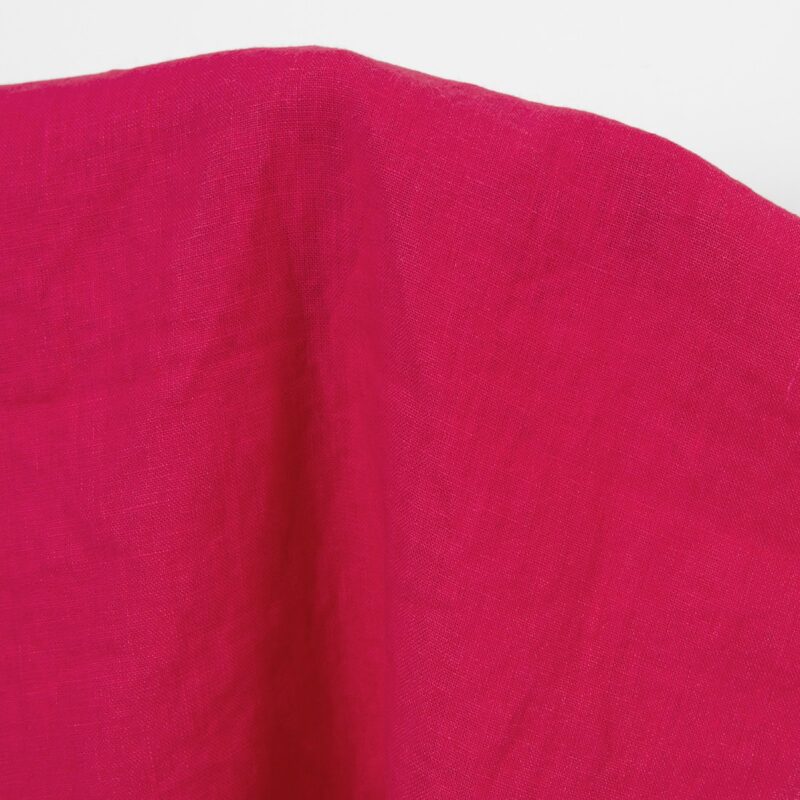 Linen fabric bright rose, washed