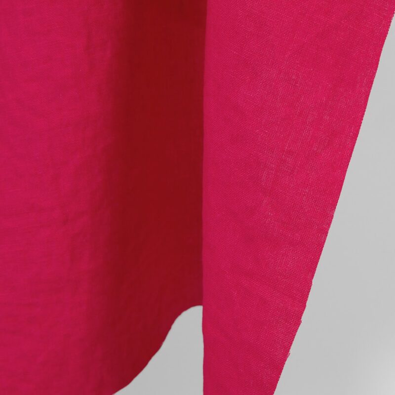 Linen fabric bright rose, washed