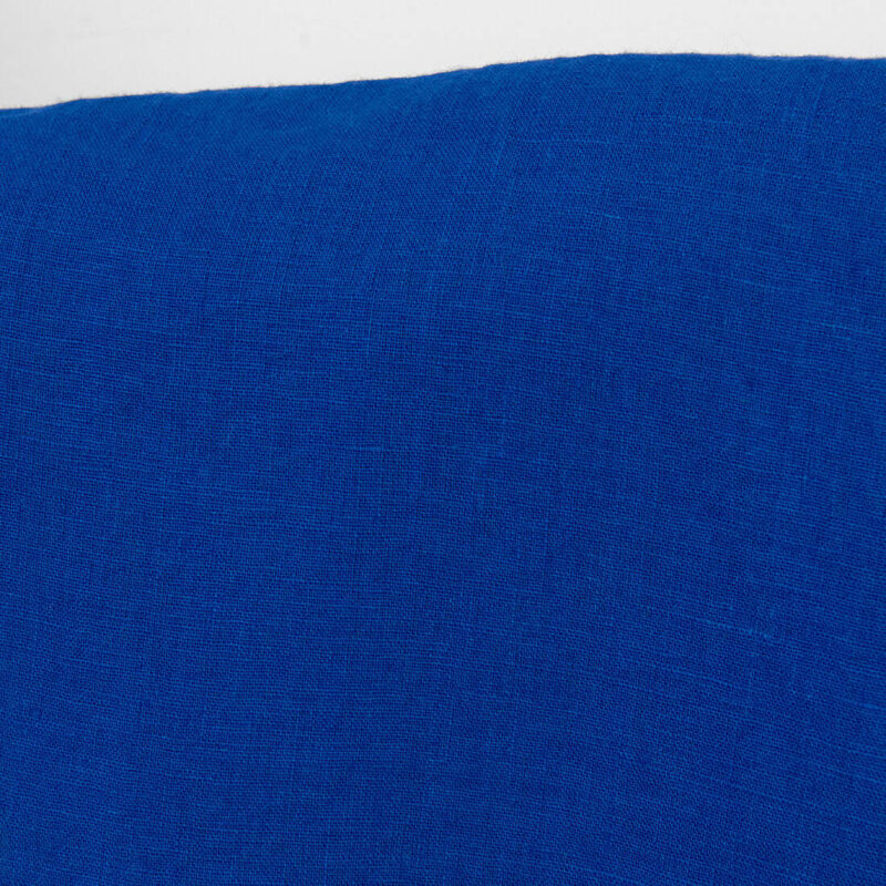 Linen fabric plain vibrant royal blue, washed
