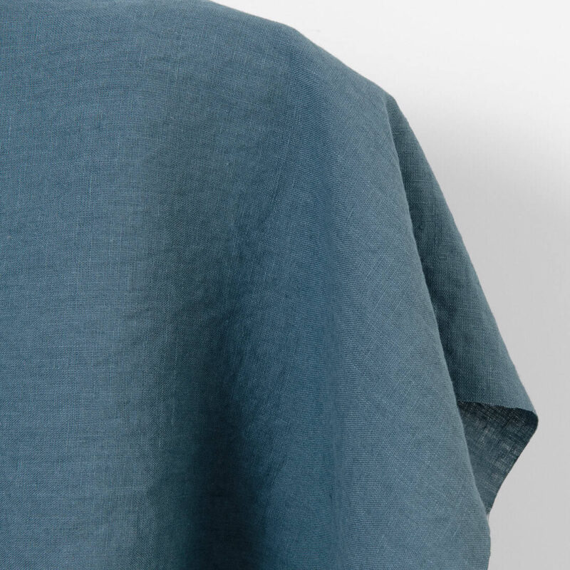 Linen fabric in orion blue, washed