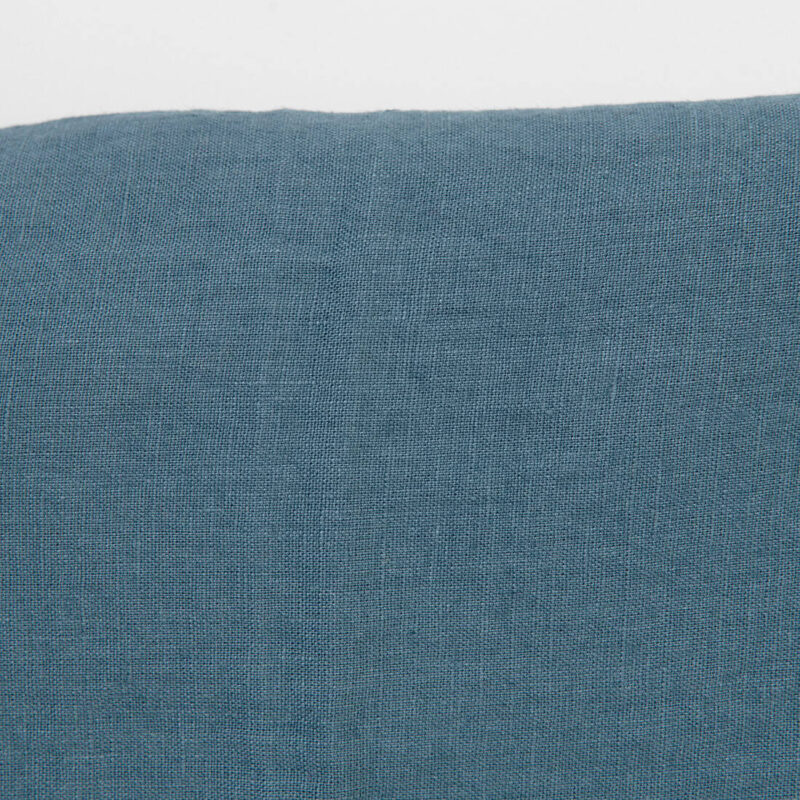 Linen fabric in orion blue, washed