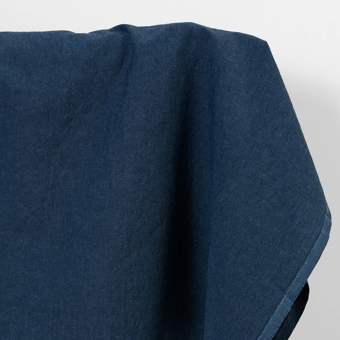 Washed linen fabric in dark blue