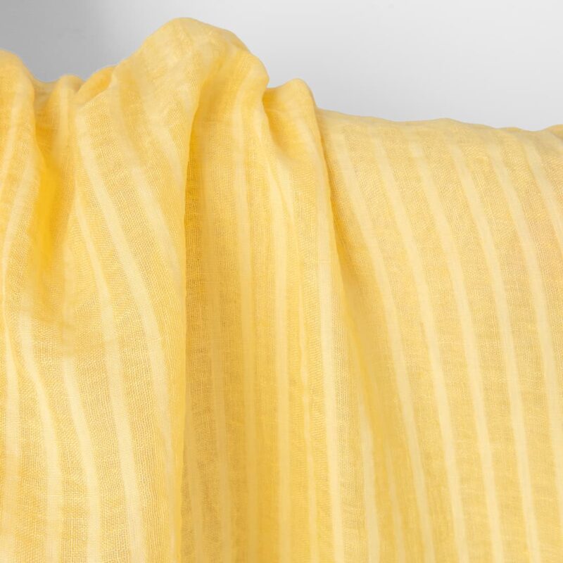 Lightweight linen fabric yellow transparent stripes, washed, 145cm width