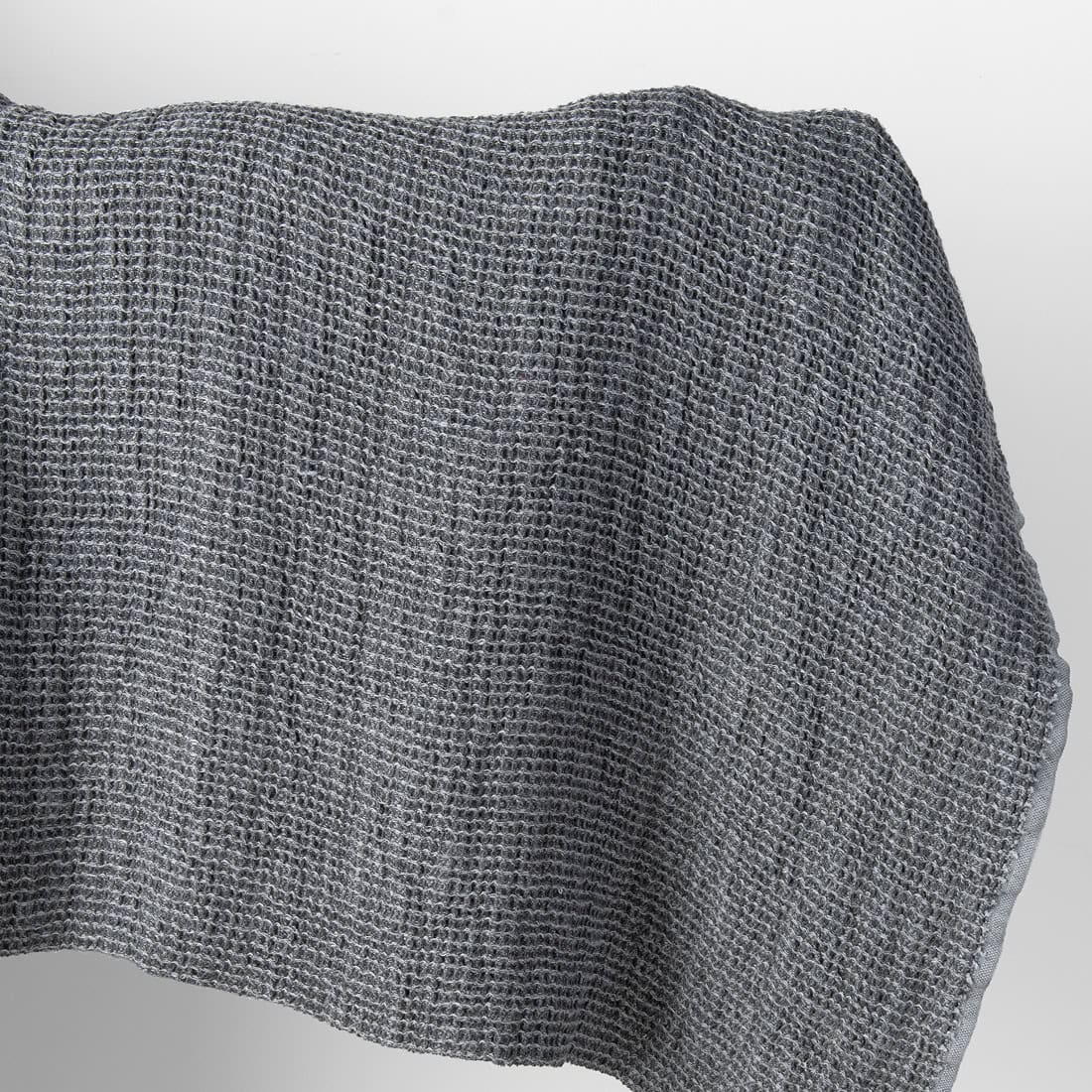 Heavy linen fabric grey waffle, washed