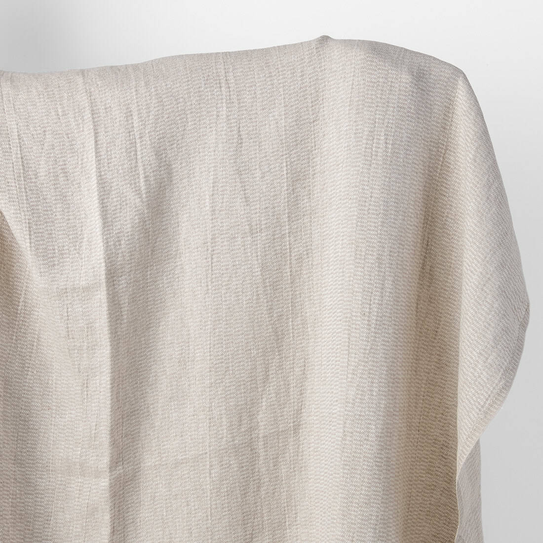 Linen fabric natural and white twill checks, washed